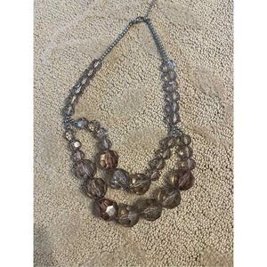 💕🎀Women’s Grey and Purple Chunky Beaded Double Strand Statement Necklace